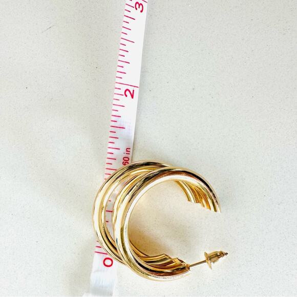 NEW NORDSTROM REVOLVE Trio Triple Slim Band Twisted Hoop Earrings Post Jewelry - Picture 8 of 15